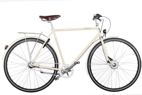 Pilen GT herr Creme RAL 1015. Extrautrustad: Helfärgad cykel, Creme RAL 1015 Plusfärg och sadel Brooks B17 Brown äkta läder.