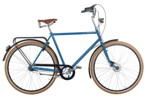 Pilen Lyx herr Blå RAL 5001. Extrautrustad: sadel Brooks B67 honung äkta läder och Schwalbe bruna ballongdäck.