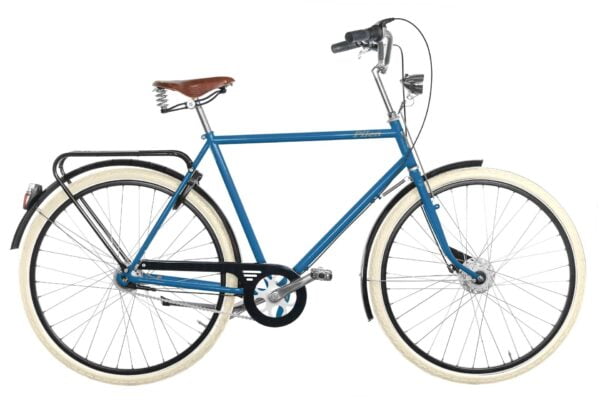 Pilen Lyx herr Blå RAL 5001. Extrautrustad: sadel Brooks B67 honung äkta läder och Schwalbe creme ballongdäck.